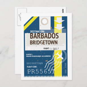 Bridgetown Barbados travel ticket Postcard