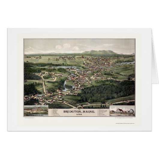 Bridgton, ME Panoramic Map - 1888 Cards (Front Horizontal)