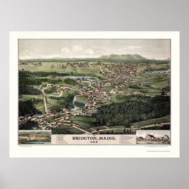 Bridgton, ME Panoramic Map - 1888 Poster (Front)
