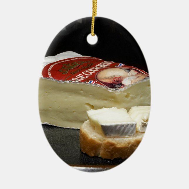 Brie Cheese Design Ceramic Ornament (Front)