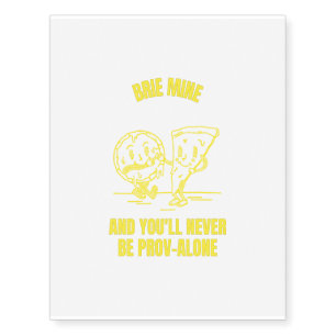 Brie mine pizza funny cheese pun jokes temporary tattoos