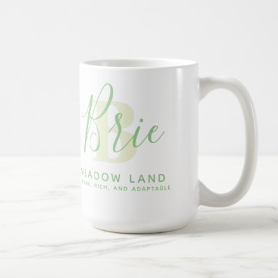 Brie name meaning and monogram green text coffee mug