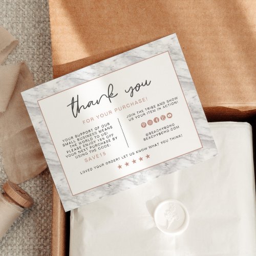BRIE Rose Gold Lips and Marble Business Thank You  Invitation