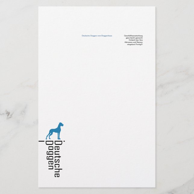 Briefpapier Deutsche Doggen Stationery (Front)