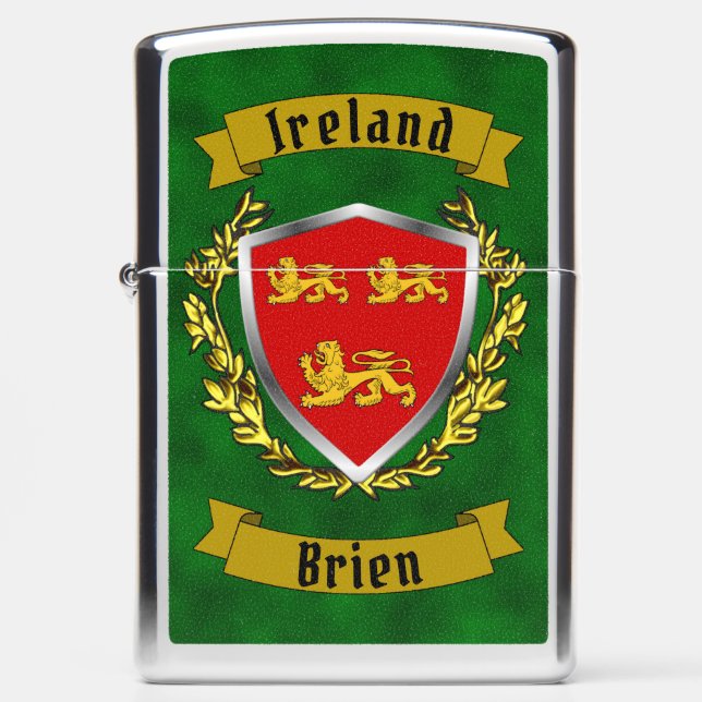 Brien/Bryan Irish Shield Personalized Zippo Lighter (Front)