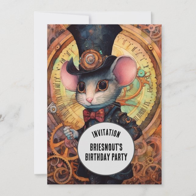 Briesnout Steampunk Animal Custom name Invitation (Front)