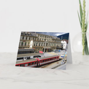 Brig railway station Switzerland Holiday Card