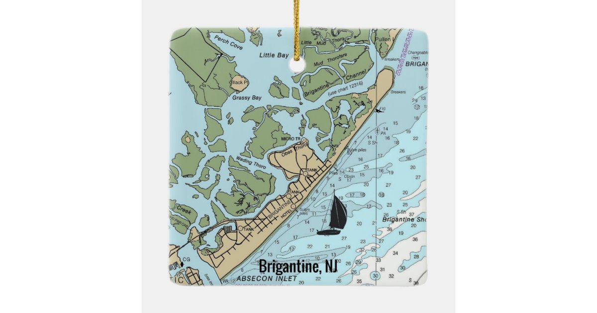 Brigantine NJ Nautical Chart Ceramic Ornament Zazzle