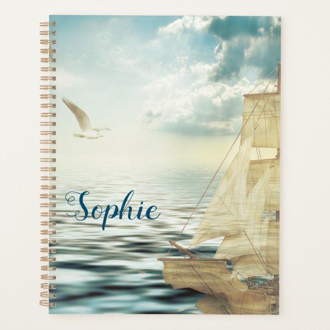 Brigantine Sailboat & Seagulls Planner (Front)