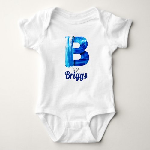 Briggs Name Reveal Letter B Boy Blue Paint Newborn Baby Bodysuit