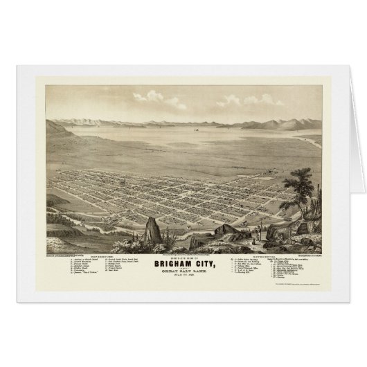Brigham City, UT Panoramic Map - 1875 Cards (Front Horizontal)