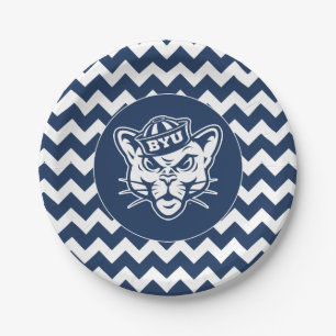 Brigham Young Cougar   Chevron Pattern Paper Plates