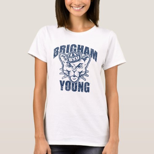 Brigham Young Cougar  Distressed T_Shirt