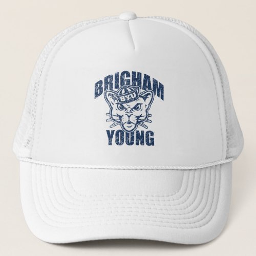 Brigham Young Cougar  Distressed Trucker Hat