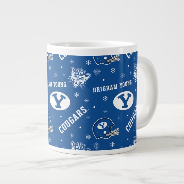 Brigham Young University Holiday Pattern Giant Coffee Mug (Front Right)
