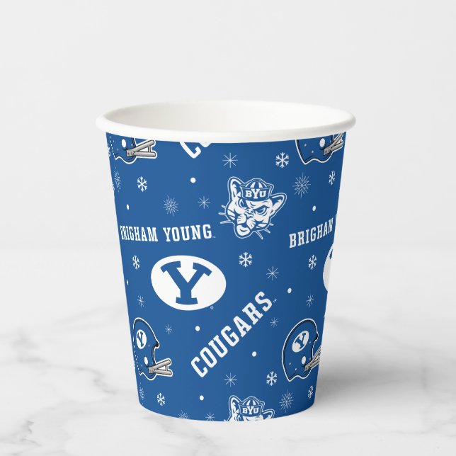 Brigham Young University Holiday Pattern Paper Cups (Front)