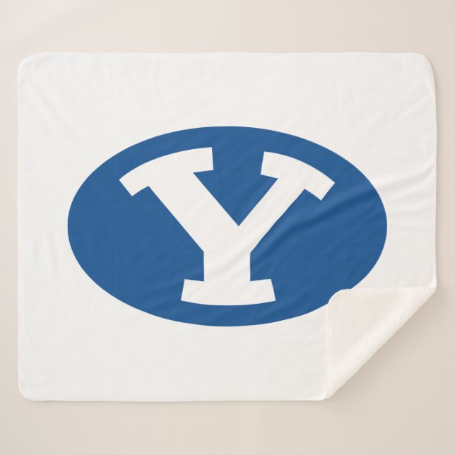 Brigham Young University Y Logo Sherpa Blanket (Front (Horizontal))