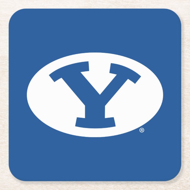 Brigham Young University Y Logo Square Paper Coaster (Front)