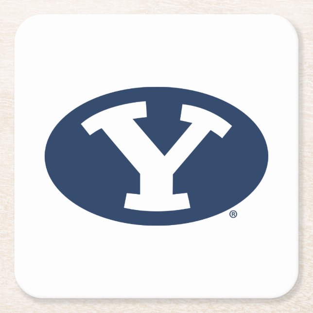 Brigham Young University Y Logo Square Paper Coaster (Front)
