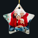 Bright 1 photo green fun modern Christmas family  Ceramic Ornament<br><div class="desc">Bright colorful green fun modern 1 photo Christmas family all is bright ornament</div>