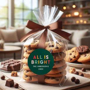 Bright 1 photo green fun modern Christmas family Classic Round Sticker