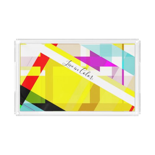 Bright Abstract Art Yellow Purple Green Blue Red  Acrylic Tray