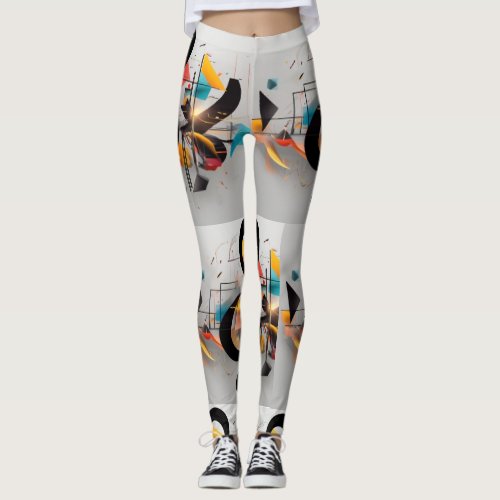 Bright abstract collage  leggings