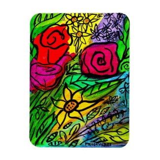 Bright abstract floral art flower colorful rose magnet