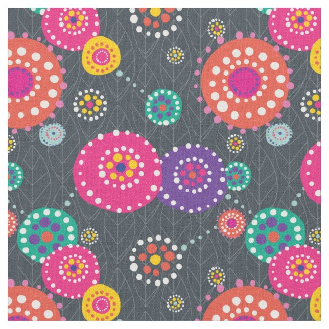 Bright Abstract Floral Print Fabric (Close Up)