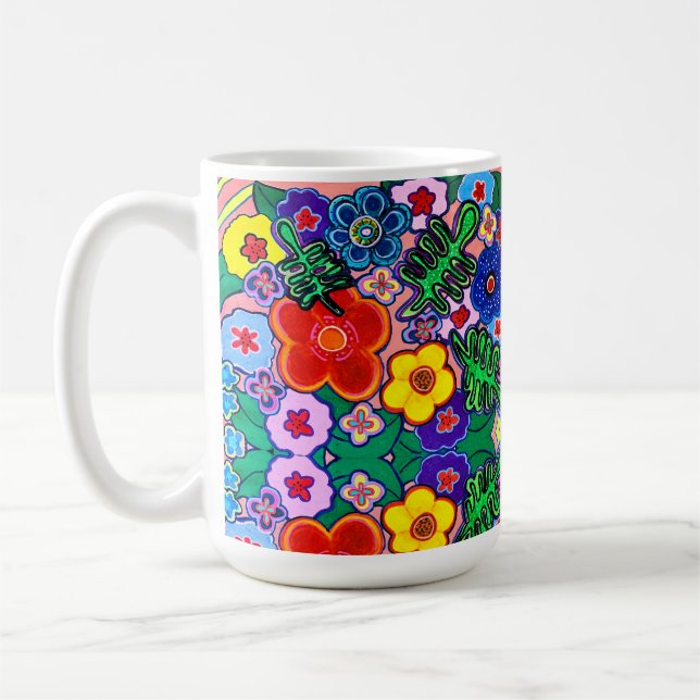 Bright Abstract Flower Art Coffee Mug (Left)