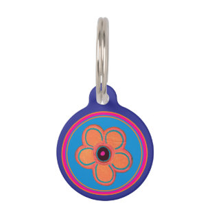 Bright Abstract Flower Art Pet ID Tag