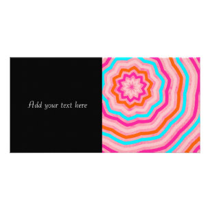 Bright Abstract Fun Flower in Orange Pink Teal Card