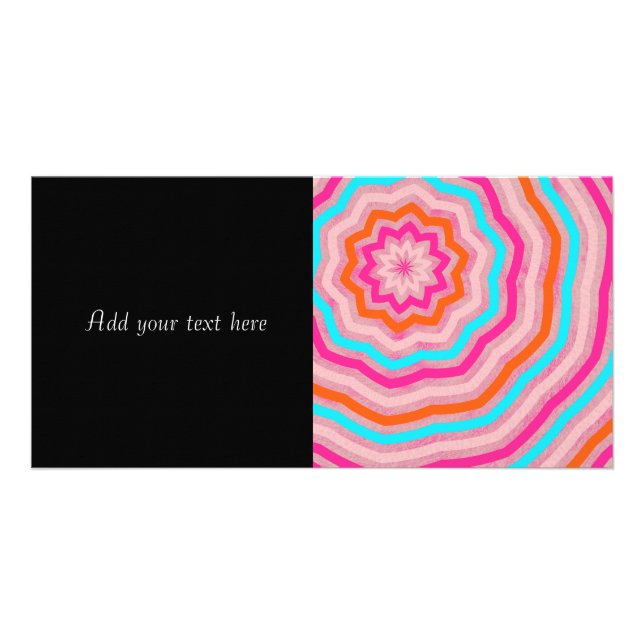 Bright Abstract Fun Flower in Orange Pink Teal Card (Front)