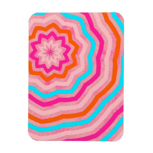 Bright Abstract Fun Flower in Orange Pink Teal Magnet