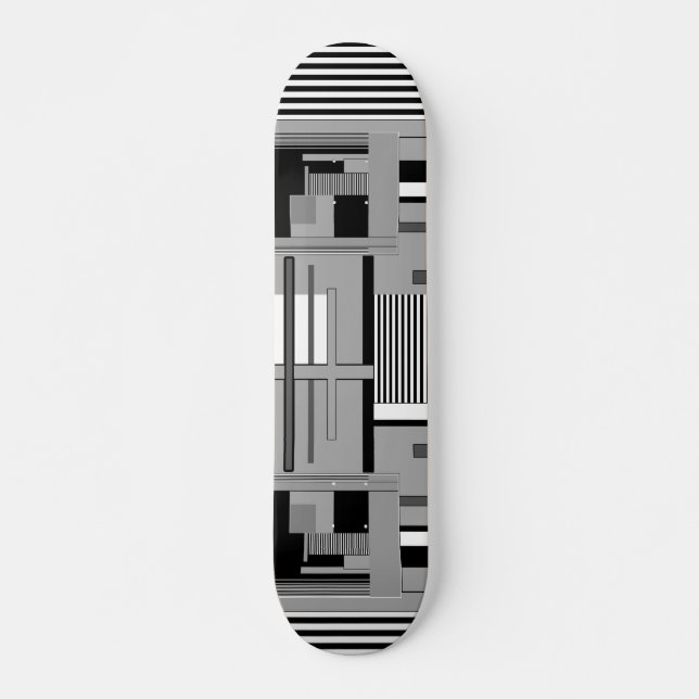 Bright abstract geometric neon pattern throw  skateboard (Front)