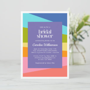 Bright Abstract Geometric Rainbow Bridal Shower Invitation