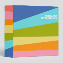 Bright Abstract Geometric Rainbow Personalized  3 Ring Binder