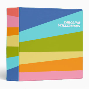 Bright Abstract Geometric Rainbow Personalized  3 Ring Binder