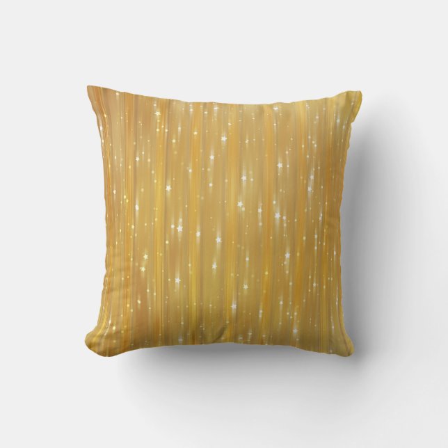 Bright abstract golden with glitter throw pillow (Front)