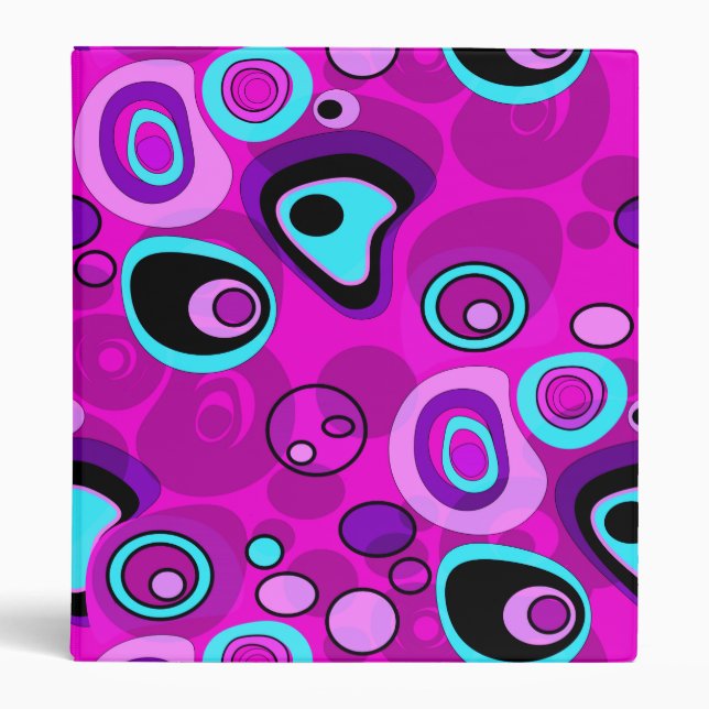 Bright, abstract , Magenta 3 Ring Binder (Front)