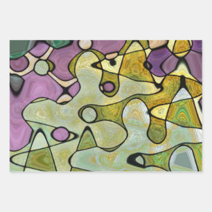 Bright, abstract, mod,cheery, colorful circles wrapping paper sheets