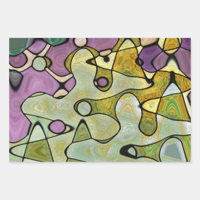 Bright, abstract, mod,cheery, colorful circles  wrapping paper sheets (Front)