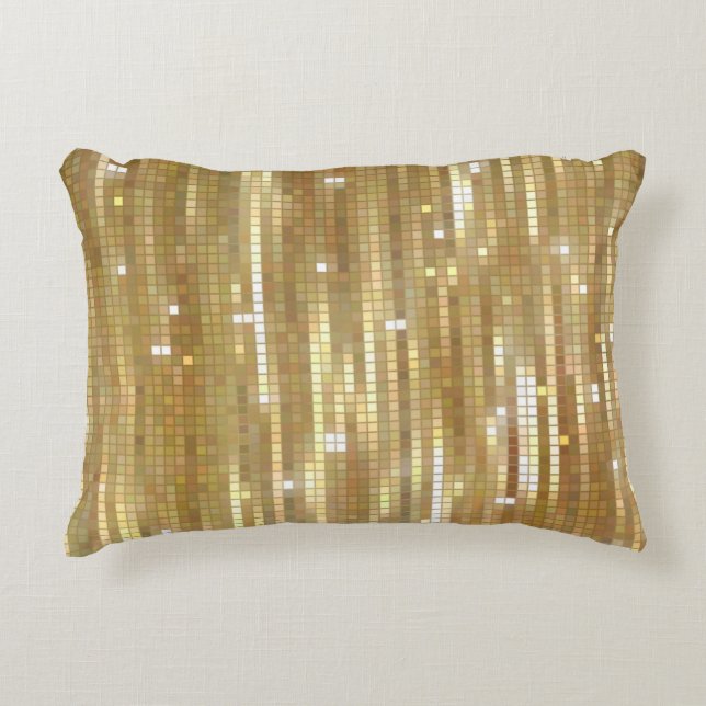 Bright abstract mosaic golden background with glos accent pillow (Front)