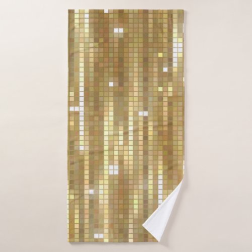 Bright abstract mosaic golden background with glos bath towel