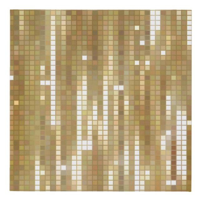 Bright abstract mosaic golden background with glos faux canvas print (Front)