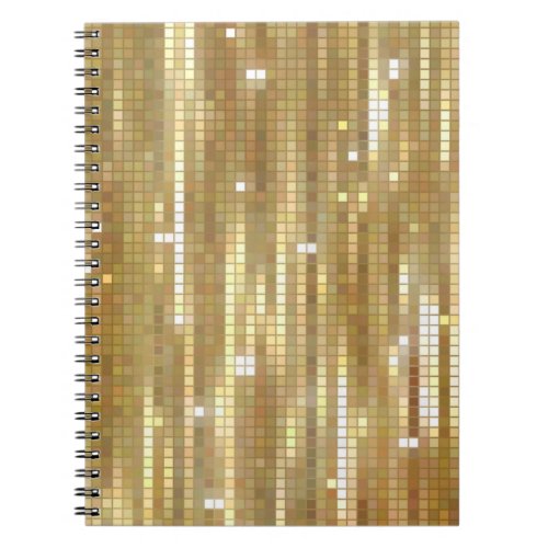 Bright abstract mosaic golden background with glos notebook