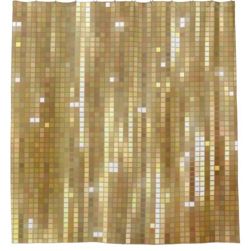 Bright abstract mosaic golden background with glos shower curtain