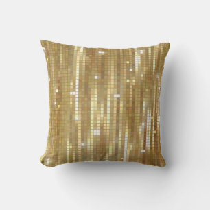 Bright abstract mosaic golden background with glos throw pillow