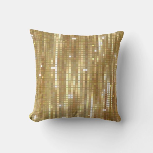 Bright abstract mosaic golden background with glos throw pillow (Front)
