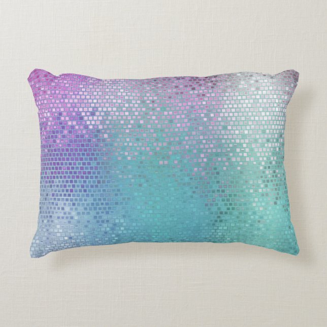 Bright Abstract Mosaic Multicolored Gloss Accent Pillow (Front)